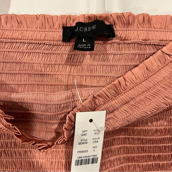 J. Crew Squareneck Smocked Featherweight Satin Top - Size Large - Picture 4 of 6